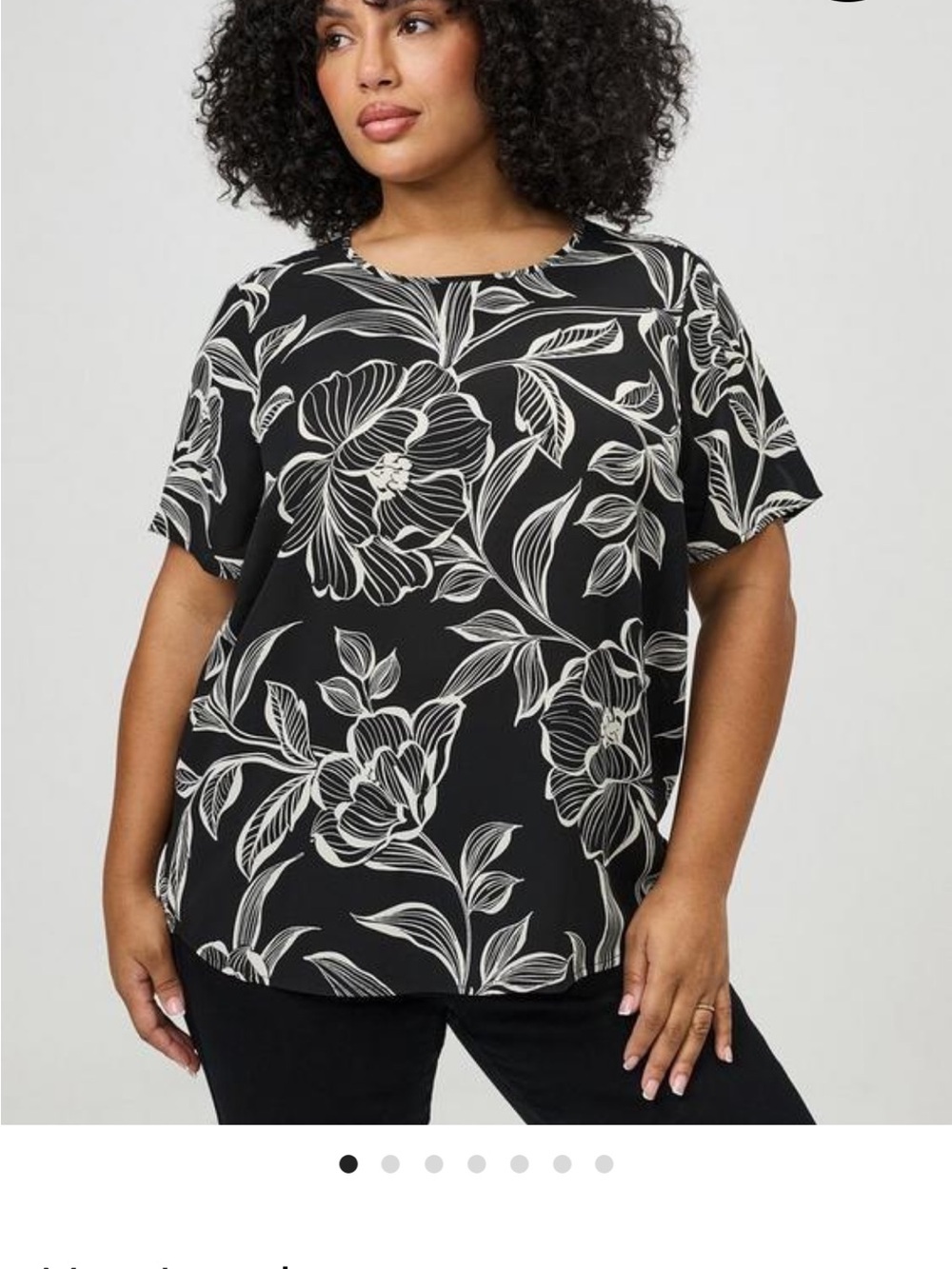 torrid Black and White Floral Scoop-Neck Blouse